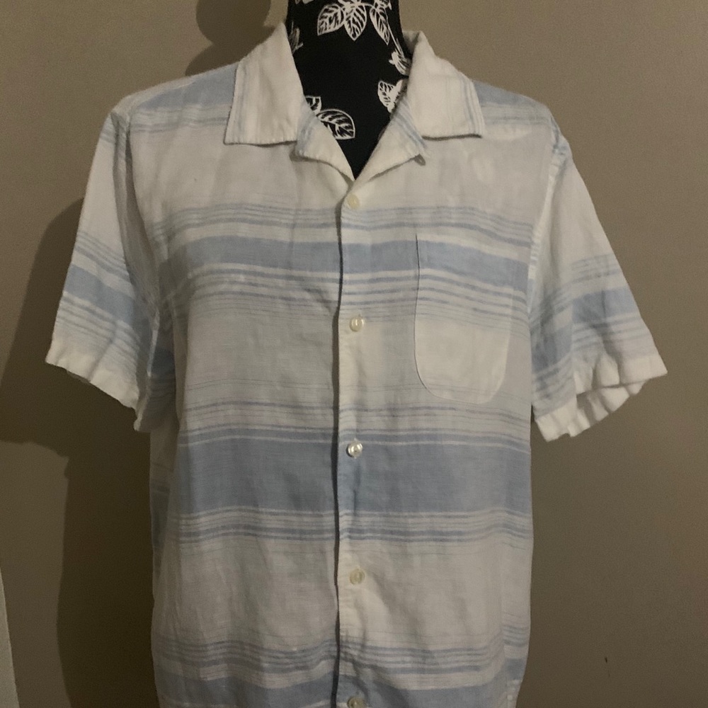 Gap men t-shirt sky blue and white striped